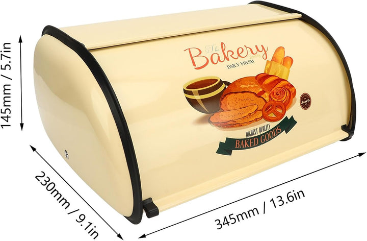 Metall Brotkasten, 14.5 x23x34.5cm Brot Aufbewahrung Behälter mit Aufrolldeckel, Retro Brotbox aus M