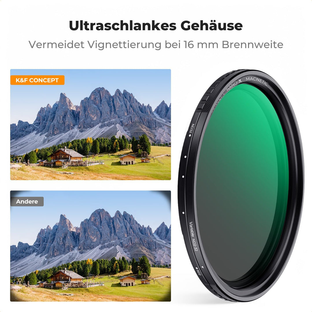 K&F Concept ND Filter 72mm Magnetischer Variabler Graufilter ND2-32 (1-5 Stop) Neutral Graufilter mi