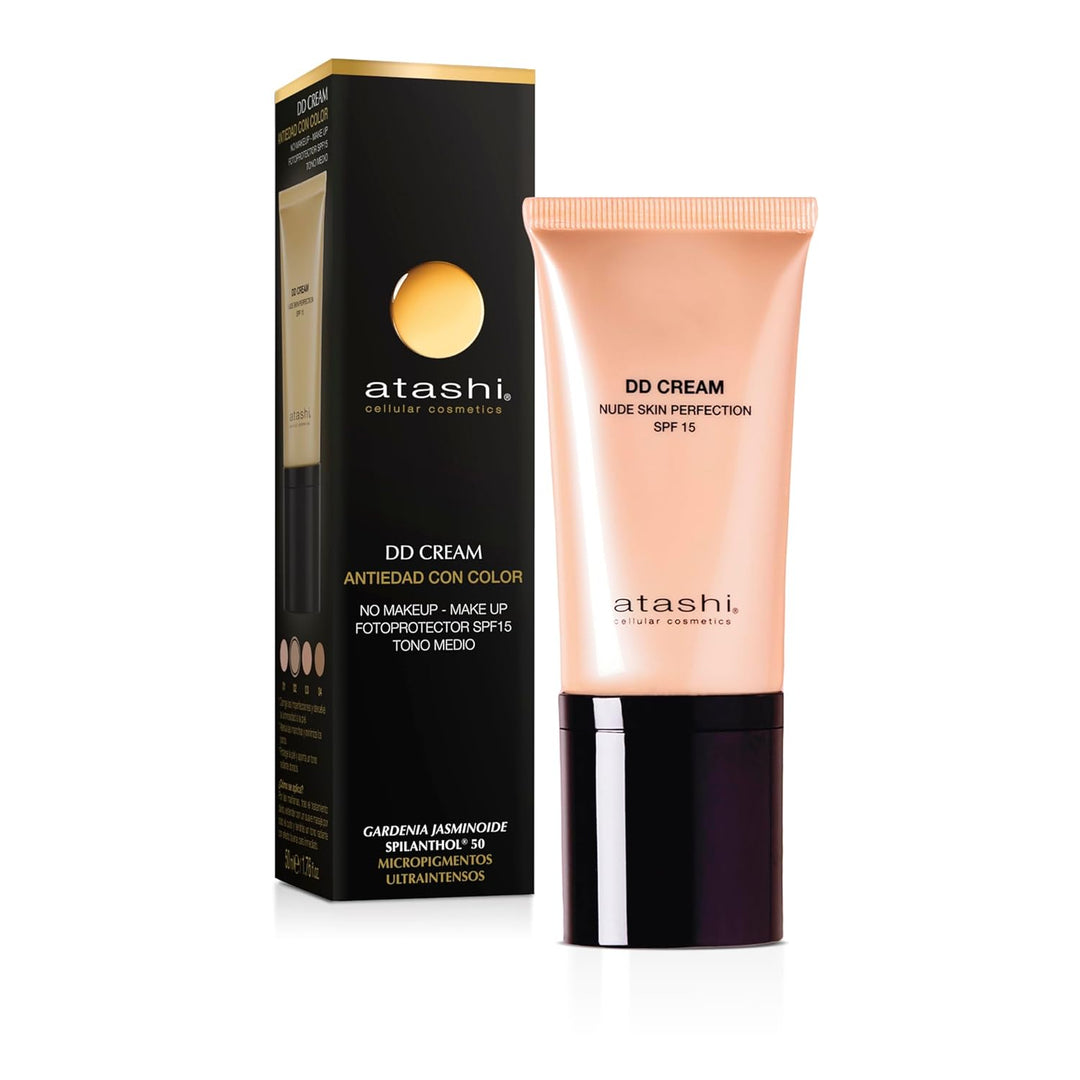Atashi Anti-Aging DD-Creme. Anti-Aging-Behandlung mit Farbe. Kein Make-up - Make-up. Reduziert Unrei