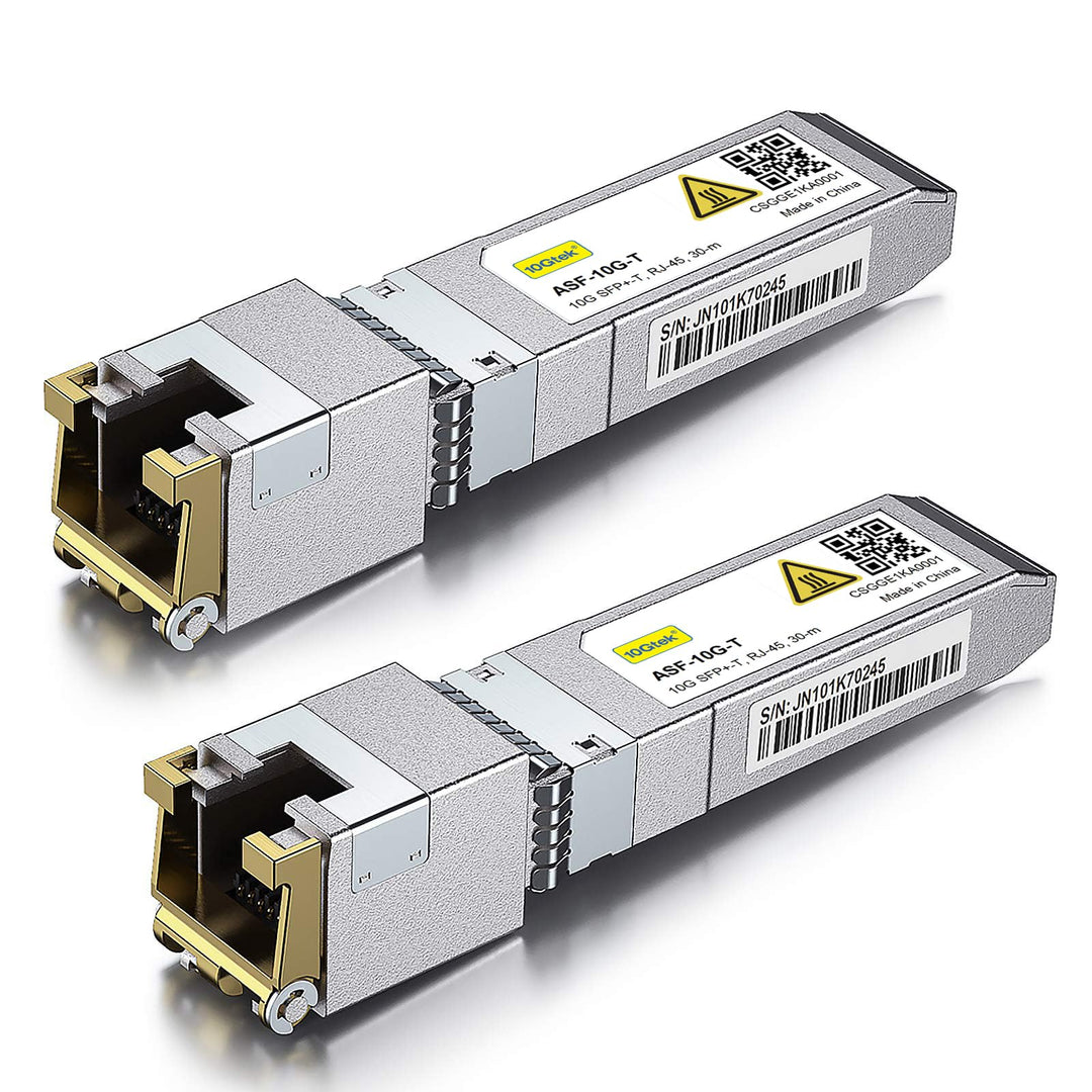 10Gtek 2-Stück 10Gb SFP+ auf RJ45 Modul 30-Meter, 10GBase-T Kupfer CAT.6a Transceiver Kompatibel für