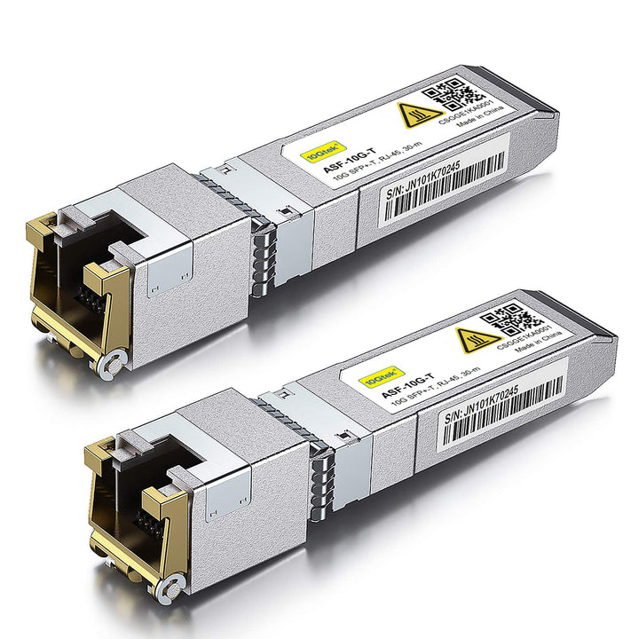 10Gtek 2-Stück 10Gb SFP+ auf RJ45 Modul 30-Meter, 10GBase-T Kupfer CAT.6a Transceiver Kompatibel für