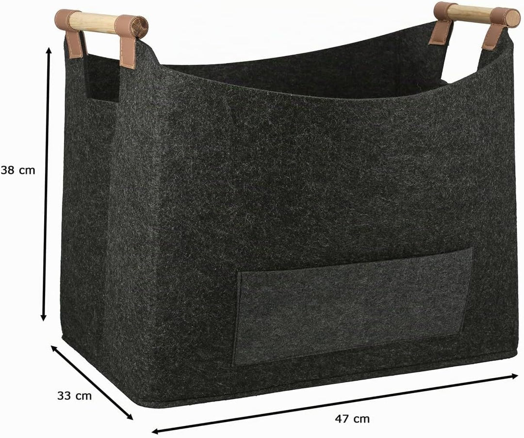 GILDE Holzkorb für Kaminholz gross Kaminholztasche Brennholzkorb aus robustem Filz – Kaminholzkorb–