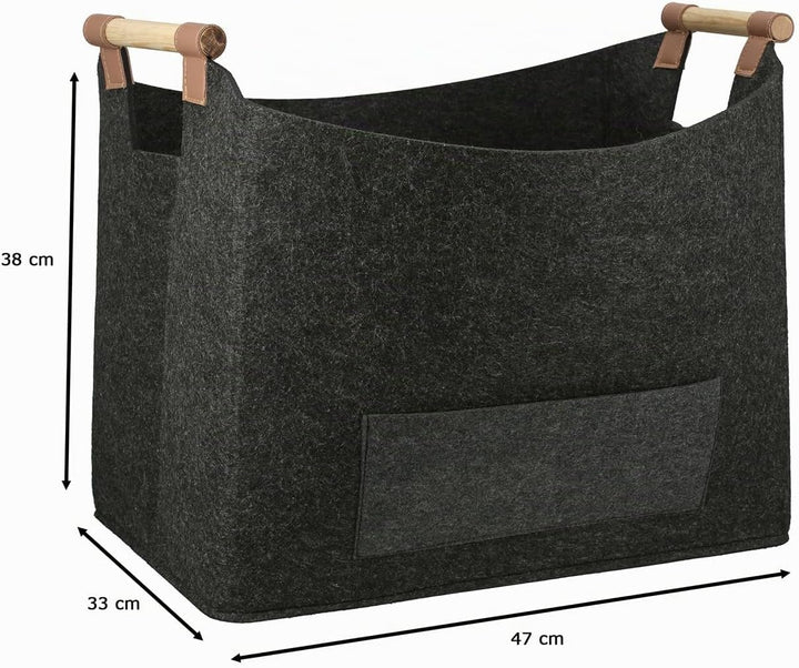 GILDE Holzkorb für Kaminholz gross Kaminholztasche Brennholzkorb aus robustem Filz – Kaminholzkorb–
