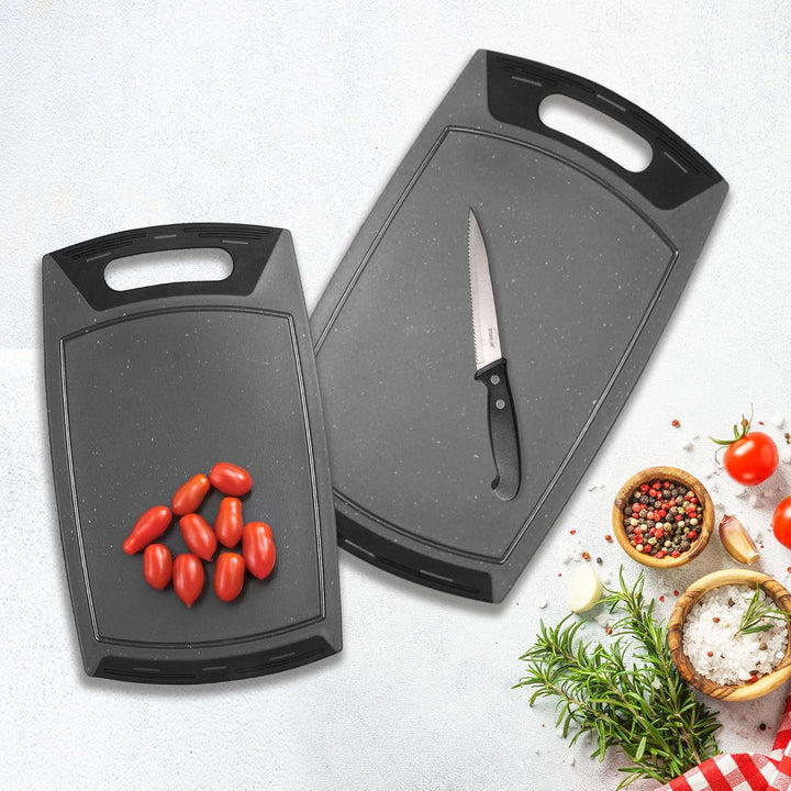 STONELINE Rechteckiges Schneidebrett Set 2-teilig, Schneidebrett Kunststoff Gross 42x25 cm Klein 36x