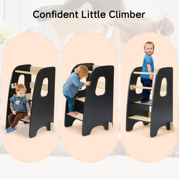 Ezebaby Lernturm ab 1 Jahr, Learning Tower, Höhenverstellbar Montessori Lernturm mit Kippschutz, Abn