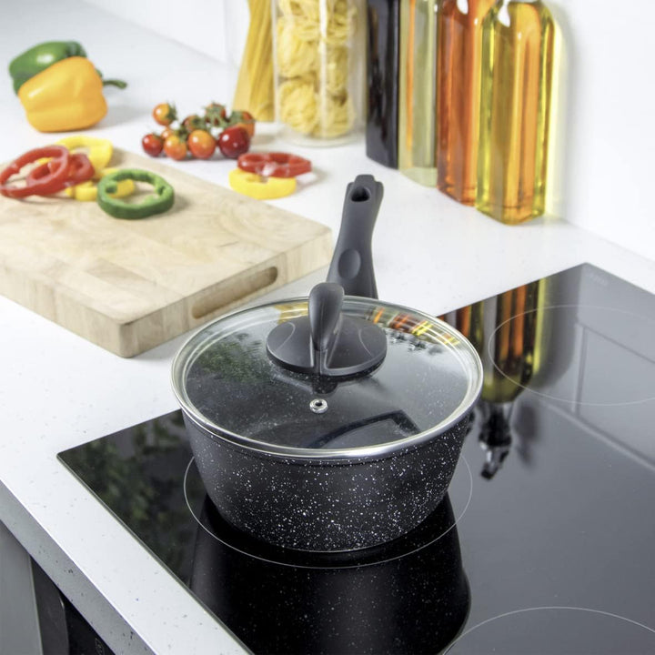 Blackmoor Kochtopf 18 cm – Antihaftbeschichtung, Gehärtetes Glasdeckel, Induktionsgeeignet, Kompatib