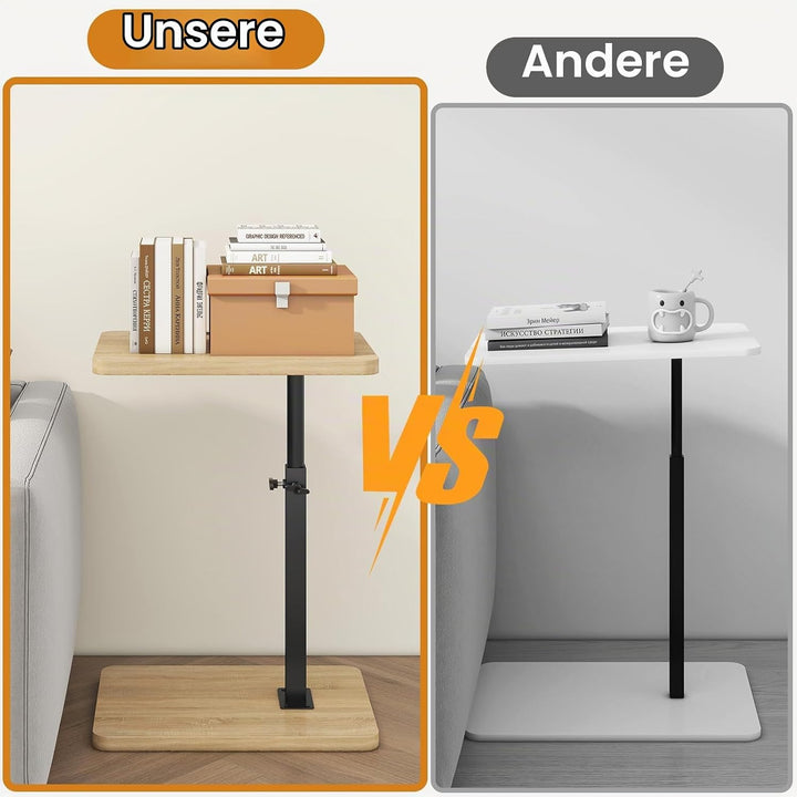 IBUYKE Beistelltisch C Form, 360° Rotierbarer und Höhenverstellbar Sofatisch, Couchtisch für schmale