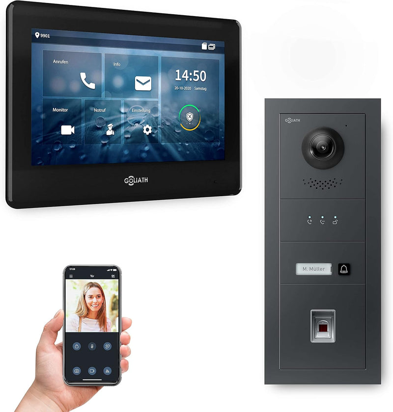 Goliath Hybrid | 2-Draht | Full-HD Video Türsprechanlage | App | 1-Fam | 1 x Full-Touchscreen 7" | A