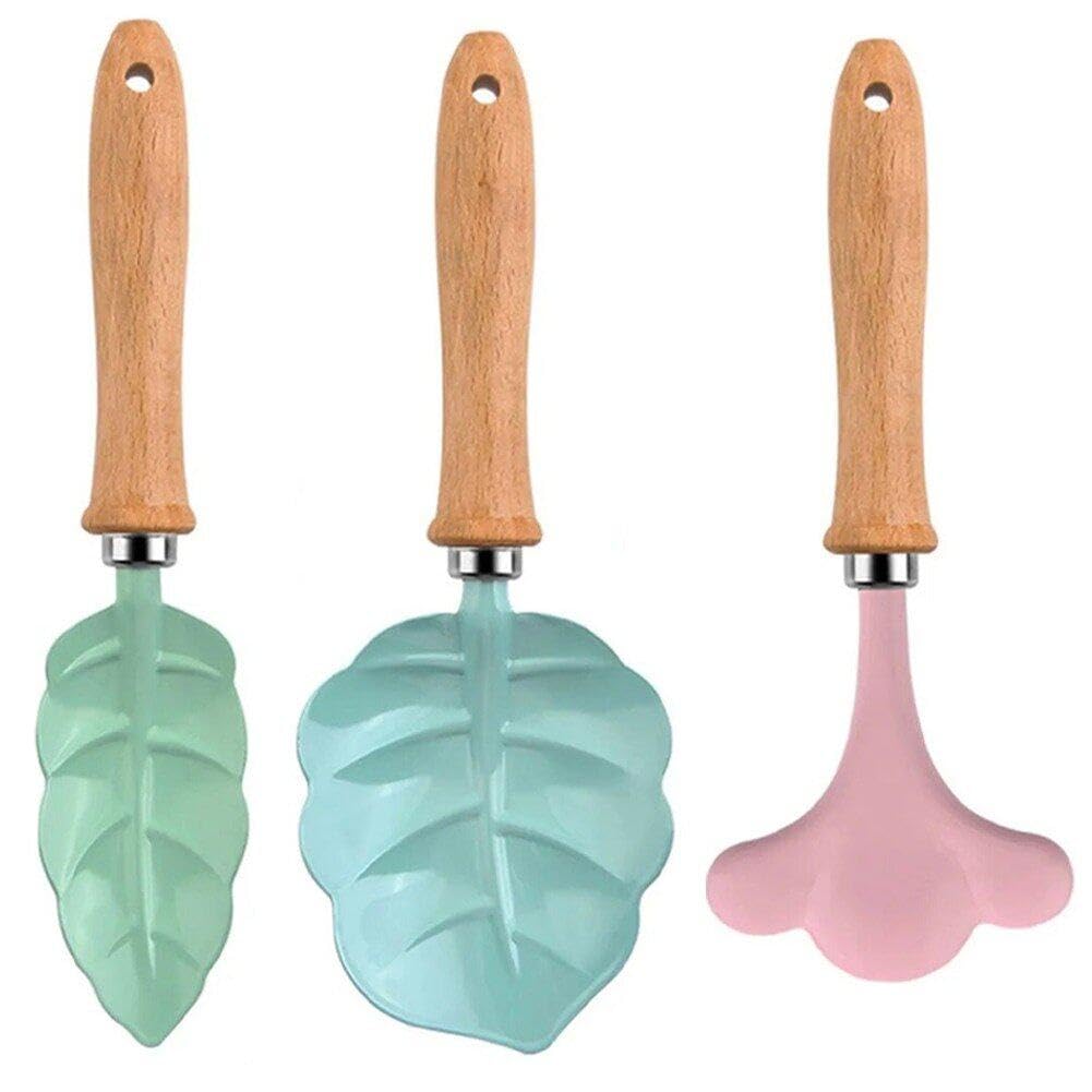 Kinder-gartengeräte-Set, 3-teilig, Gartenschaufel, Rechen, Gabel Stabilem Holzgriff, Mini-gartengerä