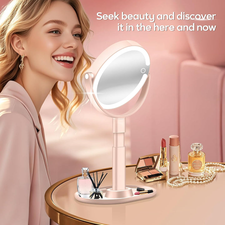 B Beauty Planet Beleuchteter Makeup Spiegel 30X Vergrösserungsspiegel mit 3 Farblicht, dimmbare LED