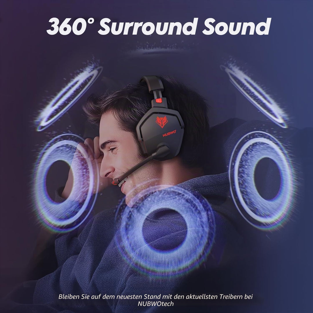 NUBWO G06 Wireless Gaming Headset für PS5, PS4, PC, Rauschunterdrückung über Ohr-Gaming-Kopfhörer mi