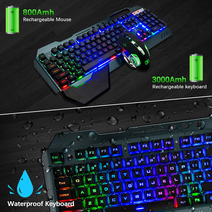 Lexonelec 680 pro - Wireless Gaming Tastatur und Maus 4800 mAh volle 104 Tasten Tastatur PC Zubehör