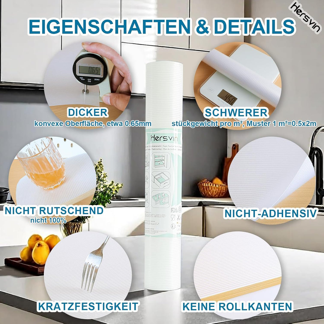Hersvin Schubladenmatte 40cmx450cm Schrankpapier Schubladeneinlage Eva Wasserfest Nicht Klebende Unt