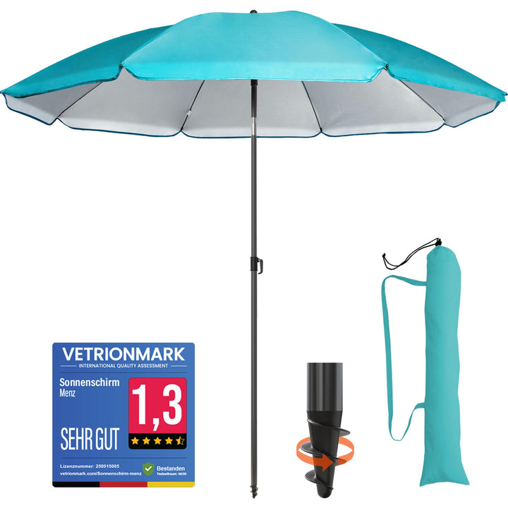 4smile Sonnenschirm Strand Ø 180 cm, Türkis, Sonnenschirm Balkon | Strandschirm windfest stabil, Bal