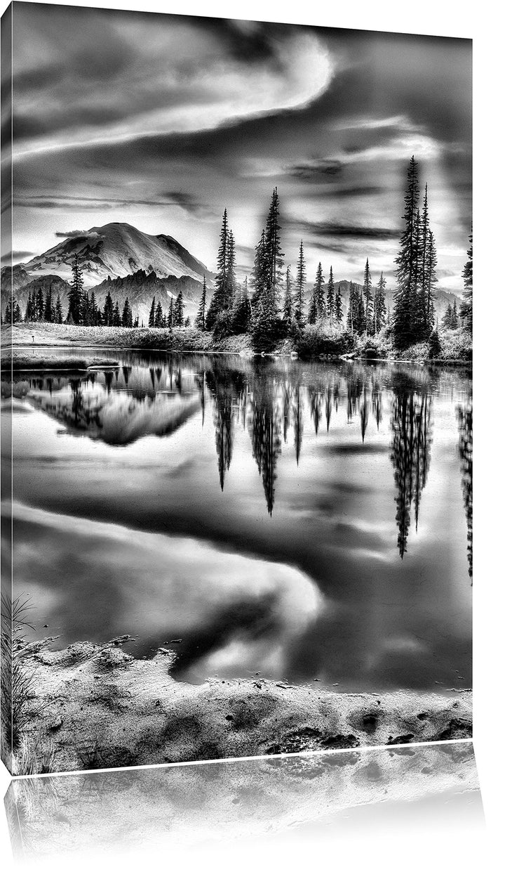 Pixxprint Sonnenaufgang Berglandschaft/Format: 100x70cm / Leinwandbild fertig bespannt Wandbild Kuns