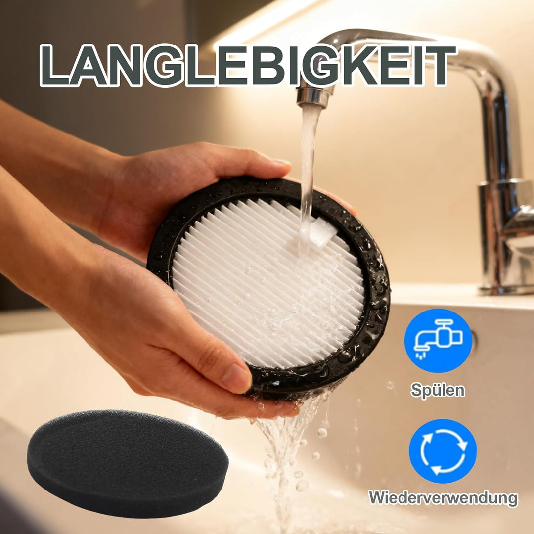 2er-Pack HEPA Ersatzfilter Set, 2 Filter mit 2 Schwämmen, Zubehör für Laresar Elite 3 Akku Staubsaug