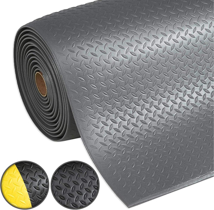 Floordirekt Anti Ermüdungsmatte, Stehmatte 60 x 1000 cm Grau Robuste Arbeitsplatzmatte für Steharbei