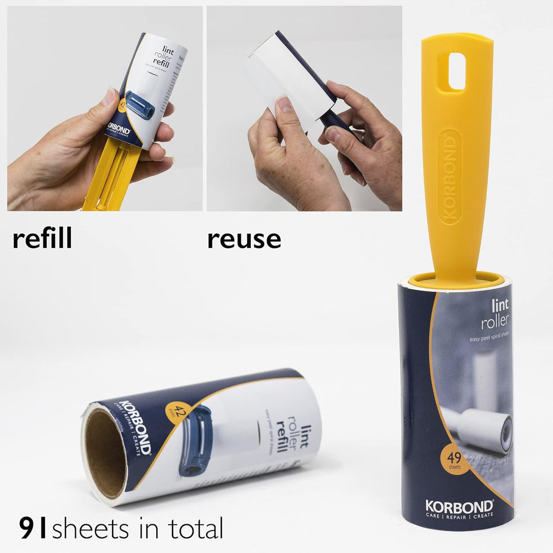 Korbond Fusselroller und Nachfüllset – 451 Blatt – 1 Fusselrolle Plus 8 Nachfüllrollen – Entfernen S