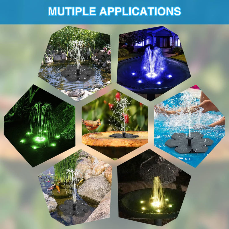 SZMP 2023 NEU Solar Springbrunnen für draussen,3.5W LED Solarbrunnen Teichpumpe mit 8 DIY Effekte,So