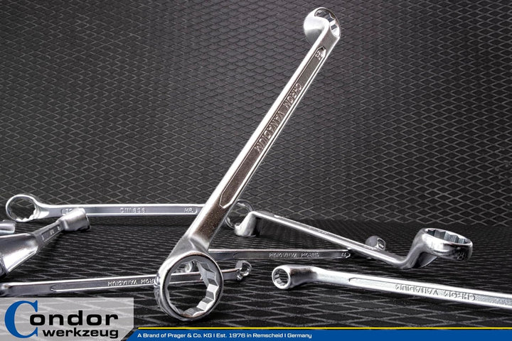 CONDOR Werkzeug 10-12T | Doppel-Ringschlüssel-Satz | 12-tlg. | gekröpft | SW 6 x 7-30 x 32 mm | Chro