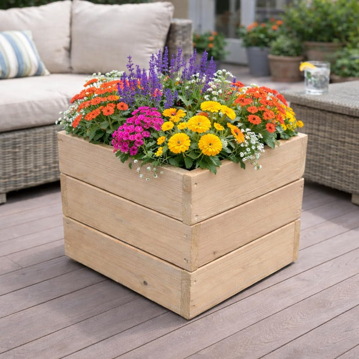 Pflanzkasten Holz geschliffen – naturbelassen ohne Imprägnierung – Blumenkasten fertigmontiert DIY z