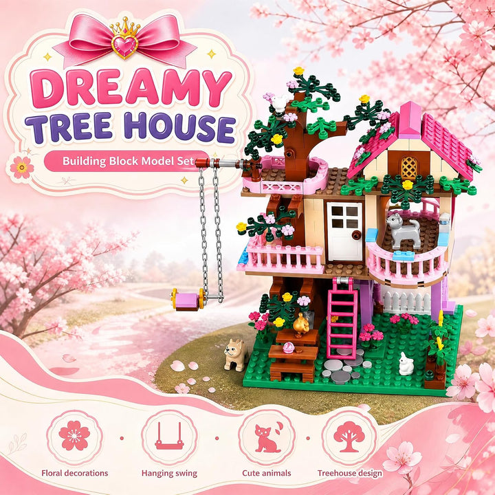 CSNRHG Dream Tree House Friends Bauset 504 Teile Konstruktionsspielzeug Geschenke für Erwachsene, Dr