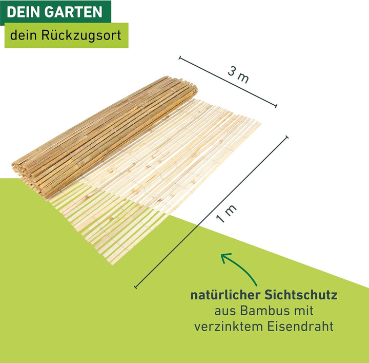 Windhager Sichtschutzmatte Mitake, Zaunmatte aus Bambus, Bambusmatte, Sichtschutz-Zaun aus naturbela
