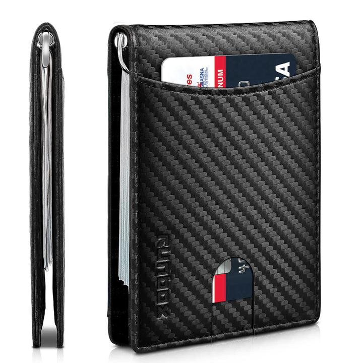 RUNBOX Top Layer Echtes Rindsleder Geldbörse für Herren Slim Mens Wallet-Money Clip RFID Wallet-Gift