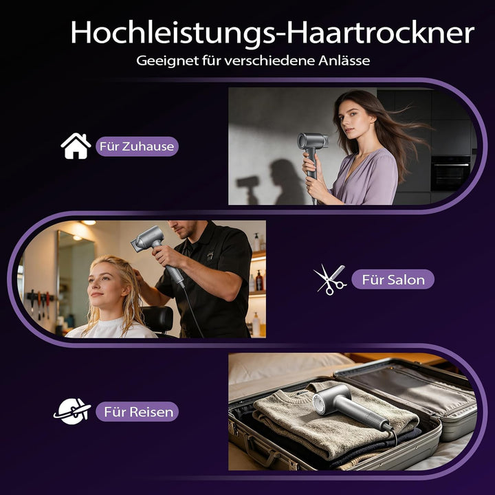 Ionen Föhn AC Motor 1800W Haartrockner, slopehill Schnelltrocknen, Grau
