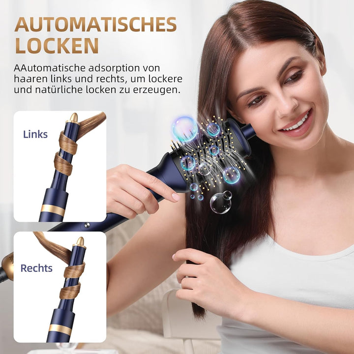 Homdigrk Air Styler Haarstyler 6-in-1,1300W Warmluftbürste Set Mit 110000 U/Min Haartrockner,Curly A