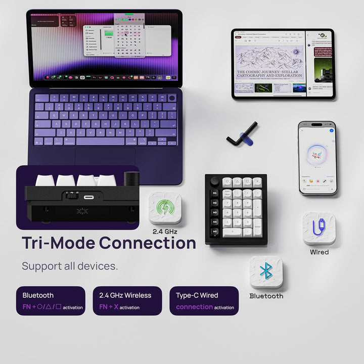 Keychron Q0 HE Kabelloser Magnetisches Numpad, 2,4 GHz/Bluetooth 5.1, Schnelltrigger, RGB, programmi