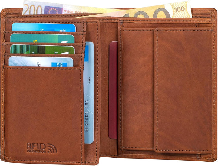 Benthill Herren Ledergeldbörse - Geldbeutel mit RFID-Schutz - Slim Portemonnaie für Herren - Echtem