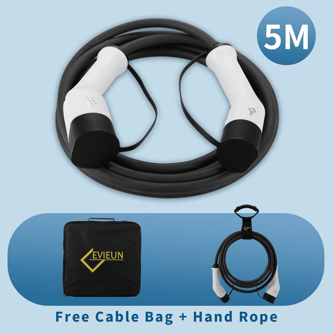 EVIEUN Typ 2 Ladekabel 22kW 3-Phasig 32A, 5m Mode 3 Ladekabel Typ 2 auf Typ 2 für alle Elektrofahrze