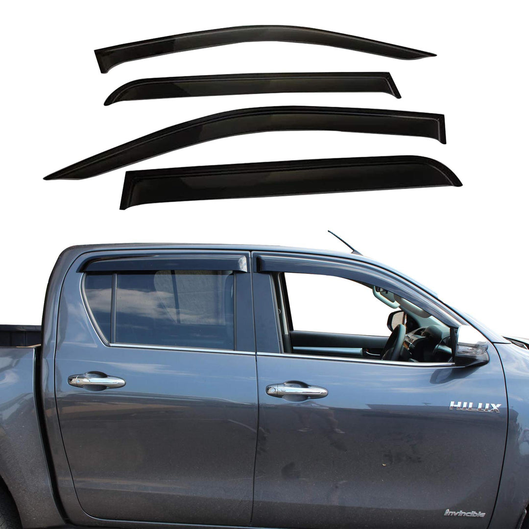 JHCHAN 4PCS Windabweiser Regenabweiser Rauch Schwarz für Toyota Hilux Revo 2015-2023 MK8 Pick-up Dop