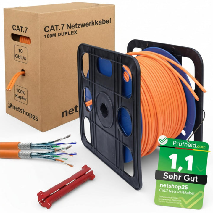 CAT.7 Netzwerkkabel 100m Duplex Verlegekabel LAN Kabel Reines Kupfer S/FTP PiMF LSZH Halogenfrei RoH