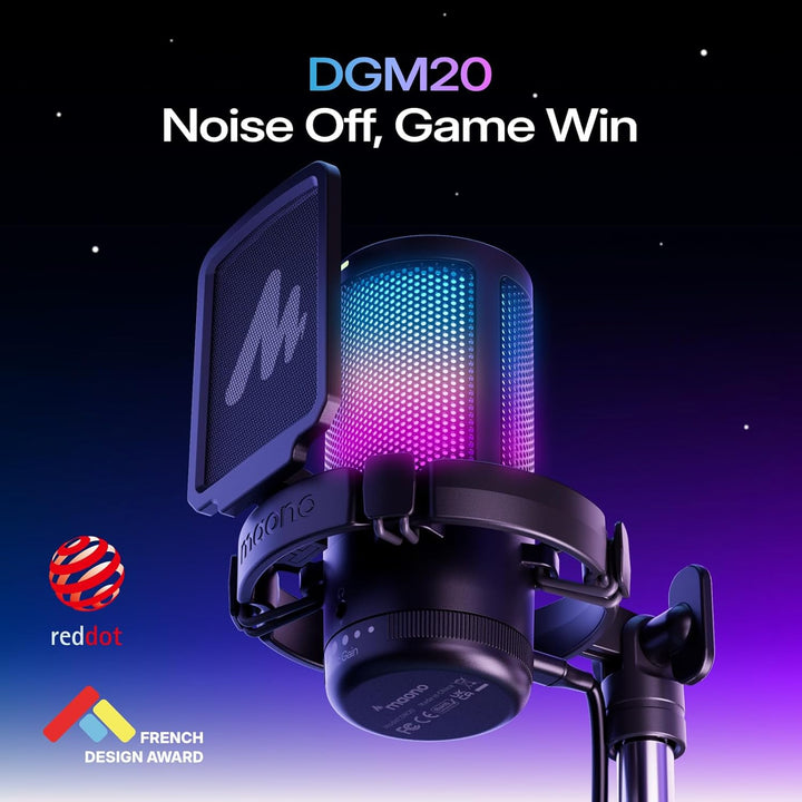 MAONO Gaming USB Mikrofon, Noise Cancellation Kondensator Mic mit Mute, Gain, Monitoring, Galgenarm,