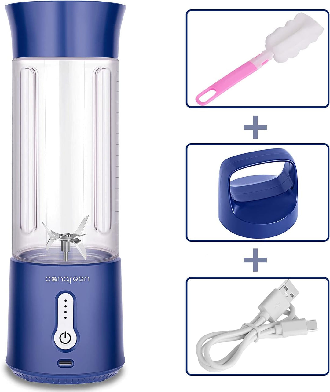 Canareen Blender Mixer Smoothie Maker - 500ML Tragbarer Mixer für Smoothies und Shakes | 4000mAh wie