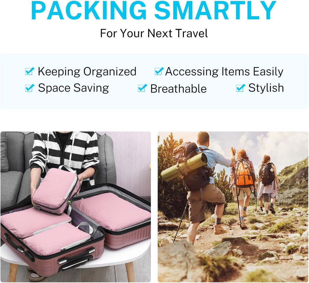 Compression Packing Cubes 3/4er Set, Gonex Kleidertaschen 4-teilig Verpackungswürfel, Kleidertaschen