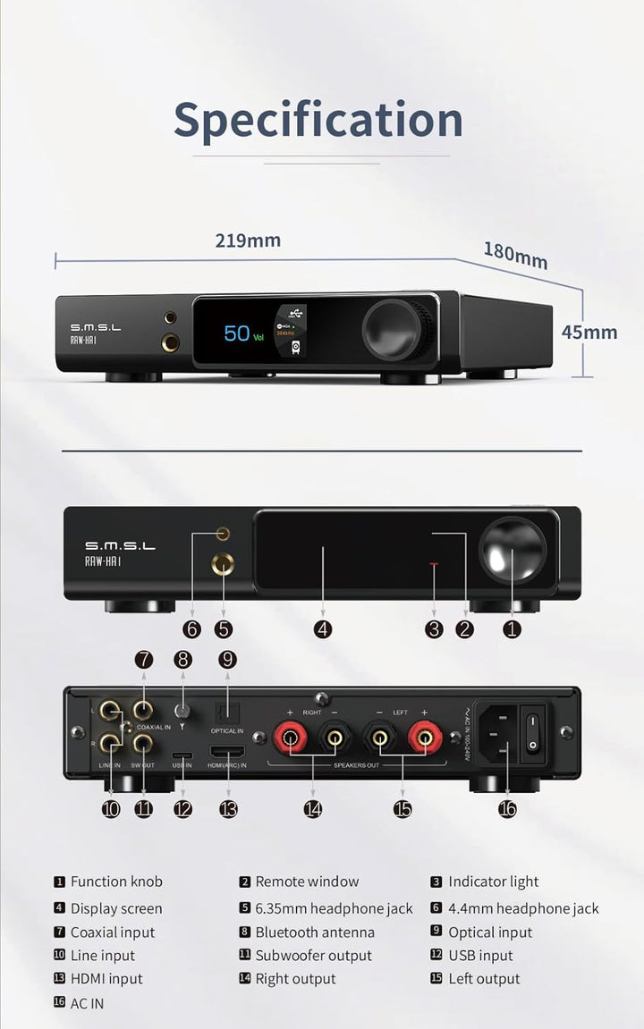 RAW-HA1 Amplifier Equipped with Full-Function Remote Control Fully-Fitted LCD Screen