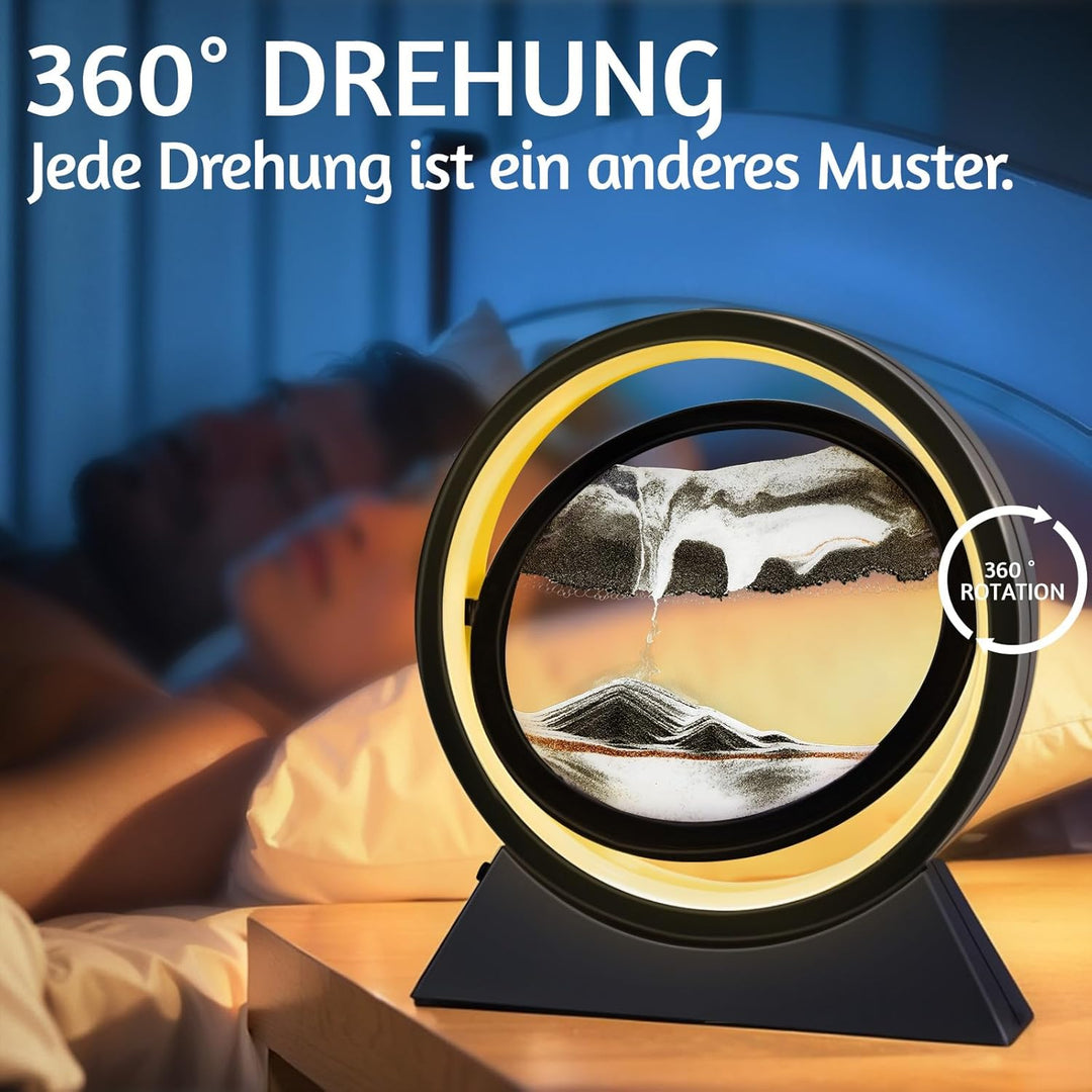 Ulikey Sandbilder Zum Drehen, 3D Dynamische Sandbild, Bewegende Sandkunst mit Led Licht, Fliessende