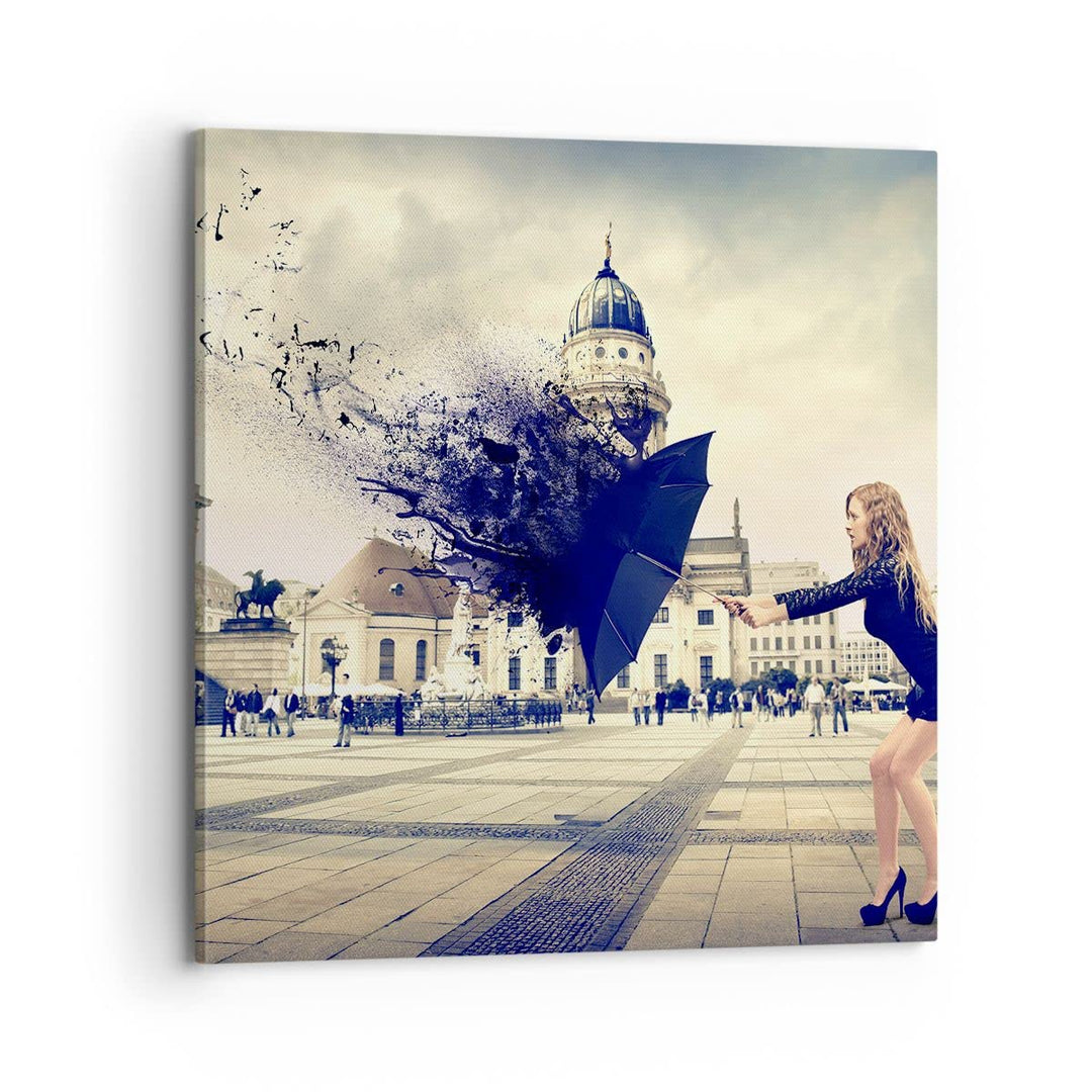 Bilder auf Leinwand 70x70cm Leinwandbild Stadt landmarken quadrat regenschirm Gross Wanddeko Bild Sc