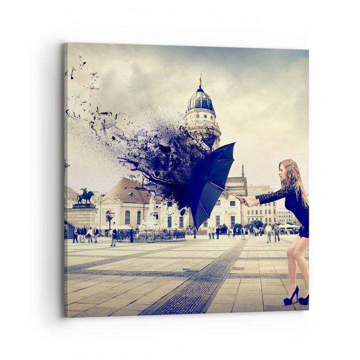Bilder auf Leinwand 70x70cm Leinwandbild Stadt landmarken quadrat regenschirm Gross Wanddeko Bild Sc