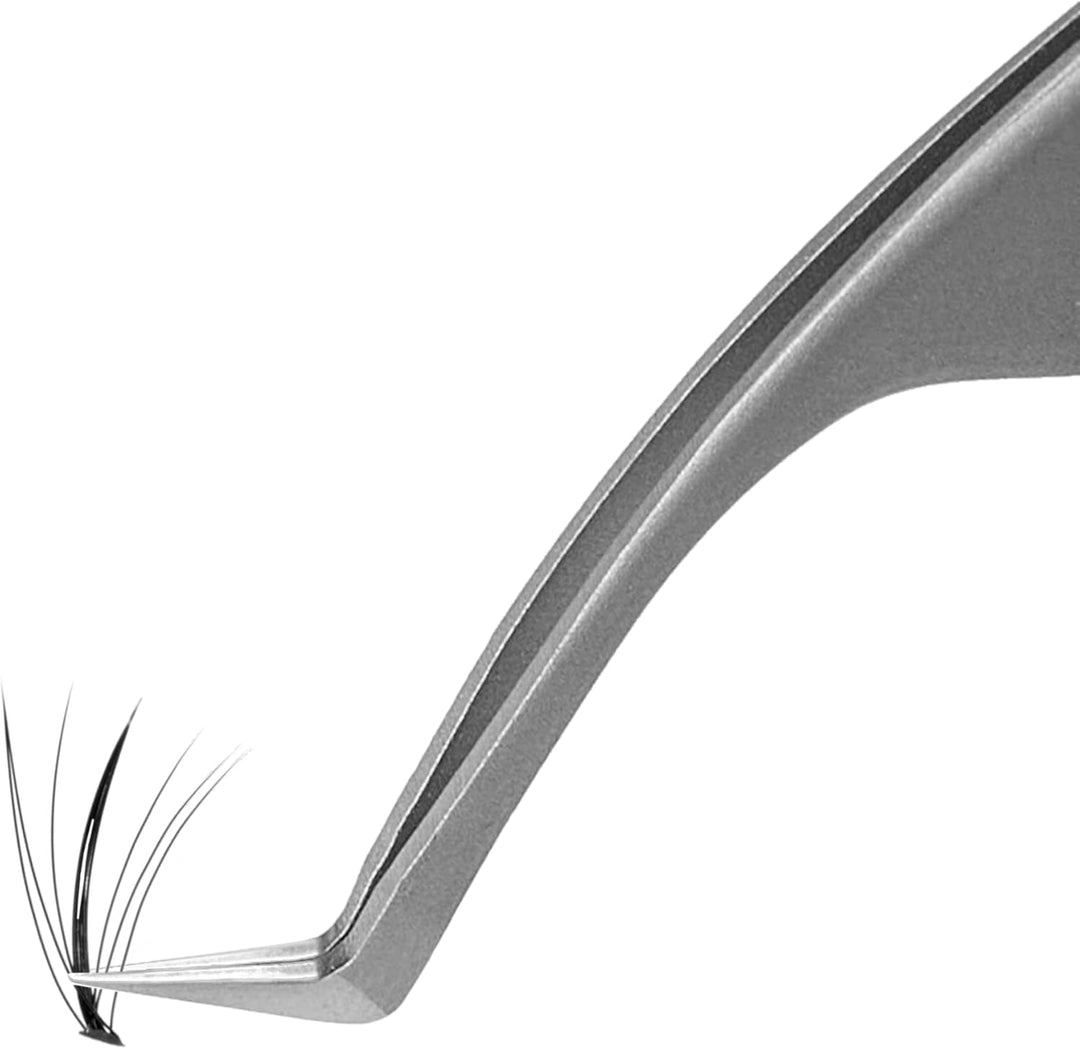 STALEKS PRO Professionelle gebogene Pinzette für Wimpernverlängerung, Volumenmodellierung, Edelstahl