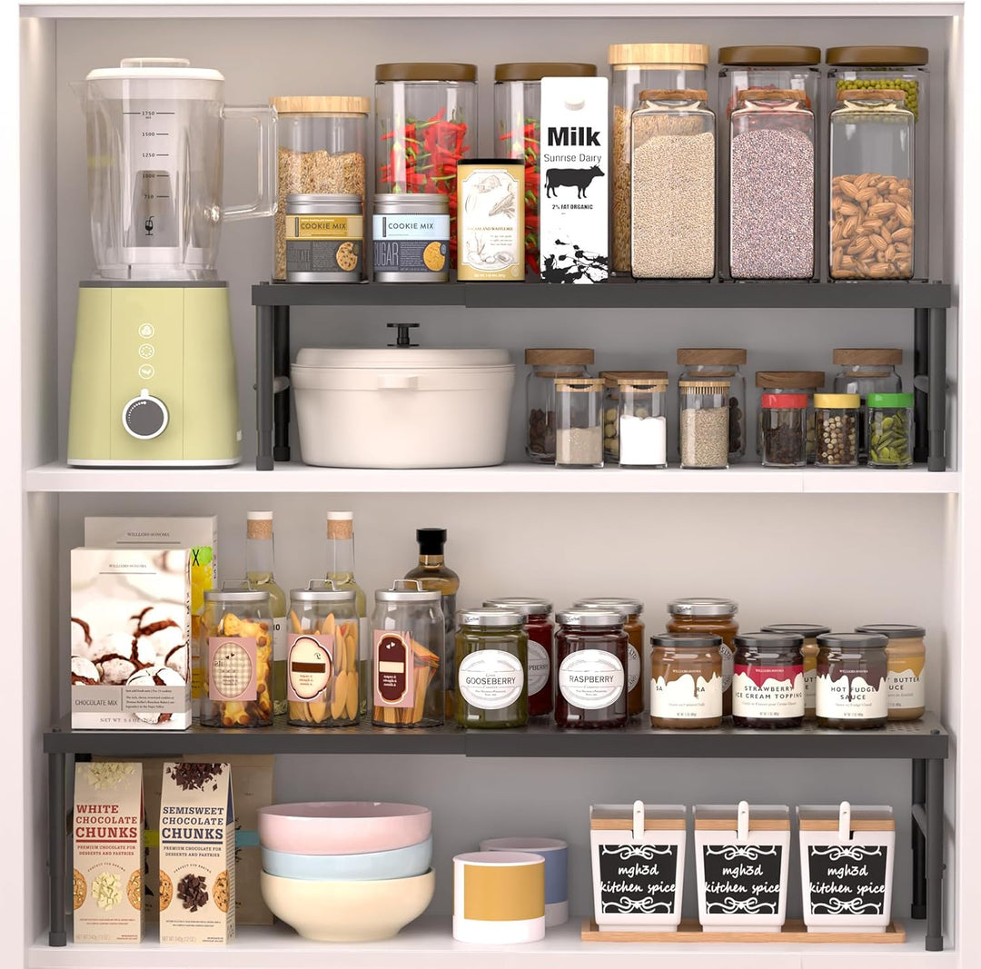 HI NINGER 2er Set 42–72 cm Erweiterbares Schrankregal, Küchen Organizer Verstellbar &amp; Stapelbar, Gew