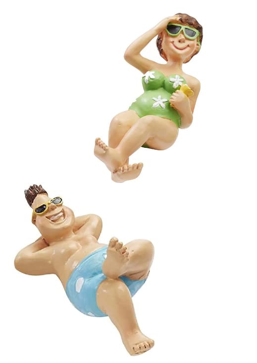 Souvenirs 2er Set Bade-Urlauberin für Liegestuhl ca. 6 cm und Bade-Urlauber cm, Blau Grün, 3870393