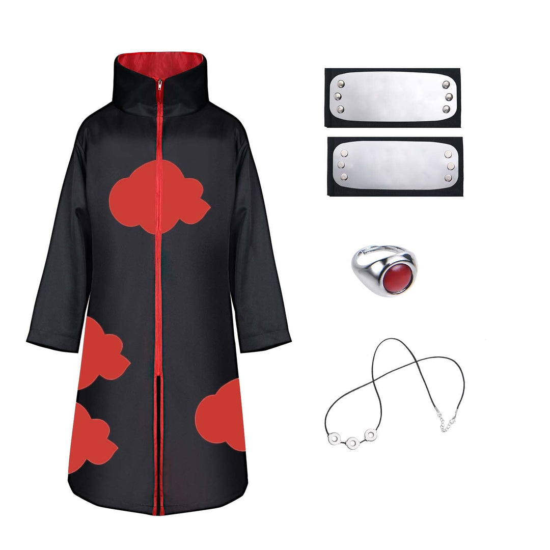ACWOO Akatsuki Mantel für Kinder Erwachsener, Unisex Cosplay Anime Kostüm Itachi Mantel Cosplay Hall