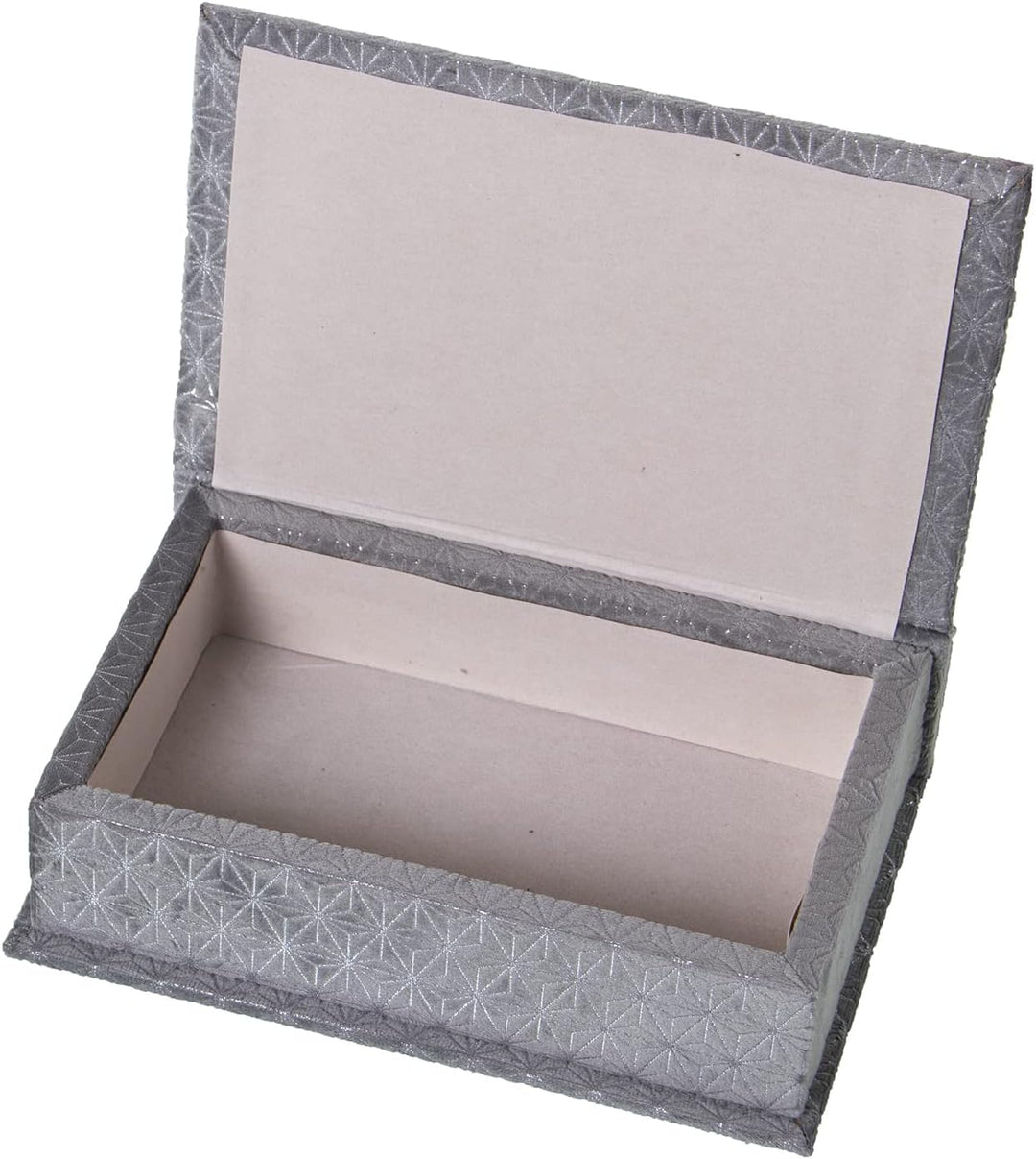 DRW Set mit 3 Buchboxen aus Samt, grau, 25 x 19 x 7 cm