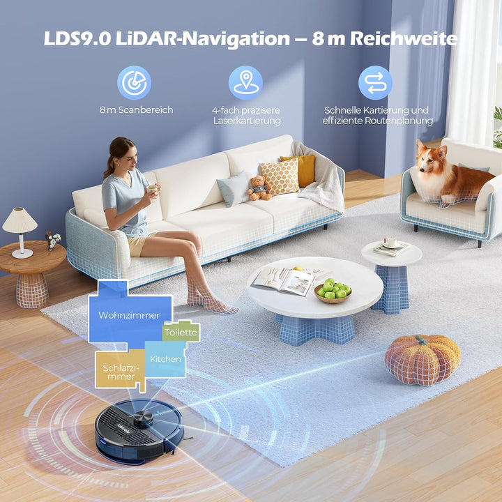 Lubluelu Saugroboter mit Absaugstation 3-in-1, 5000Pa Staubsauger Roboter mit Wischfunktion, Roboter