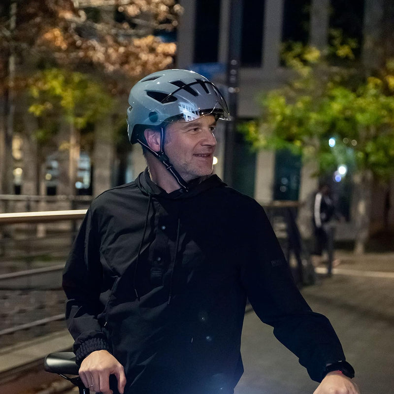 ABUS Stadthelm Pedelec 2.0 ACE - Fahrradhelm mit Rücklicht, Visier, Regenhaube, Ohrenschutz - für Da