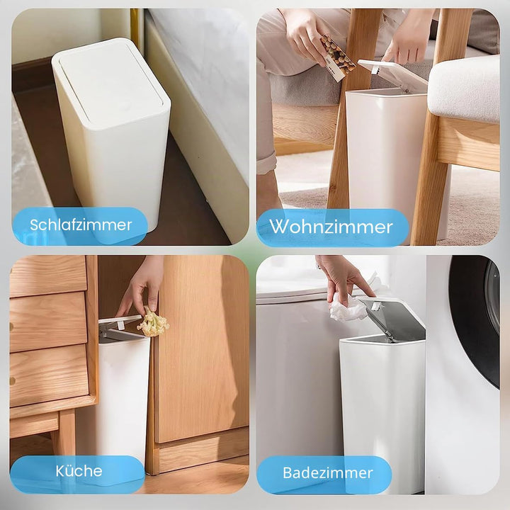 3 Stück 10 l Mülleimer mit Pop-Up-Deckel. Kleiner Mülleimer mit Deckel, Abfallkorb für Küche, Schlaf